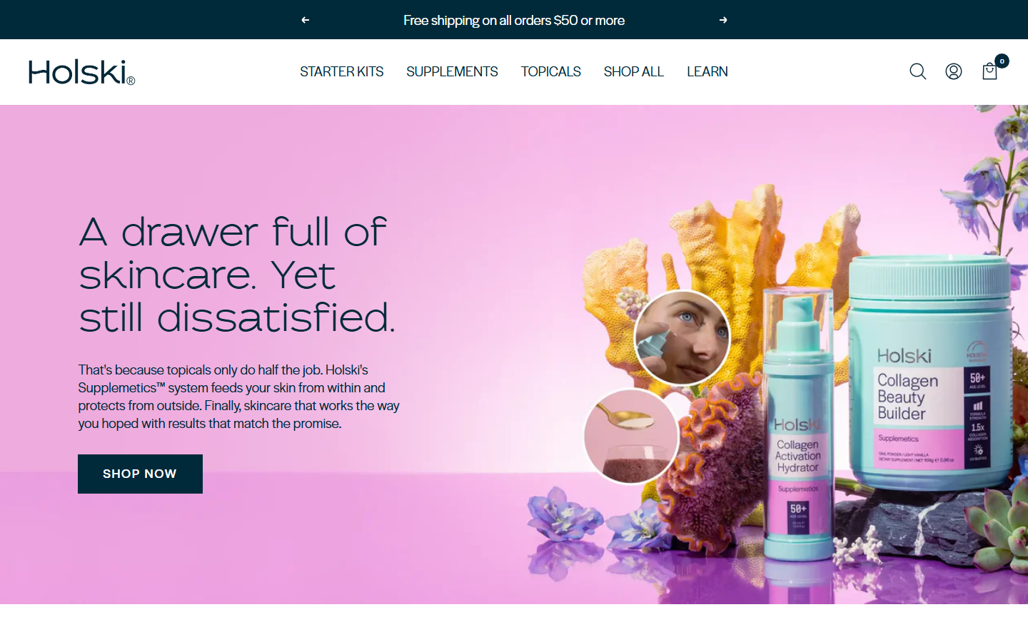 Holski Skincare homepage