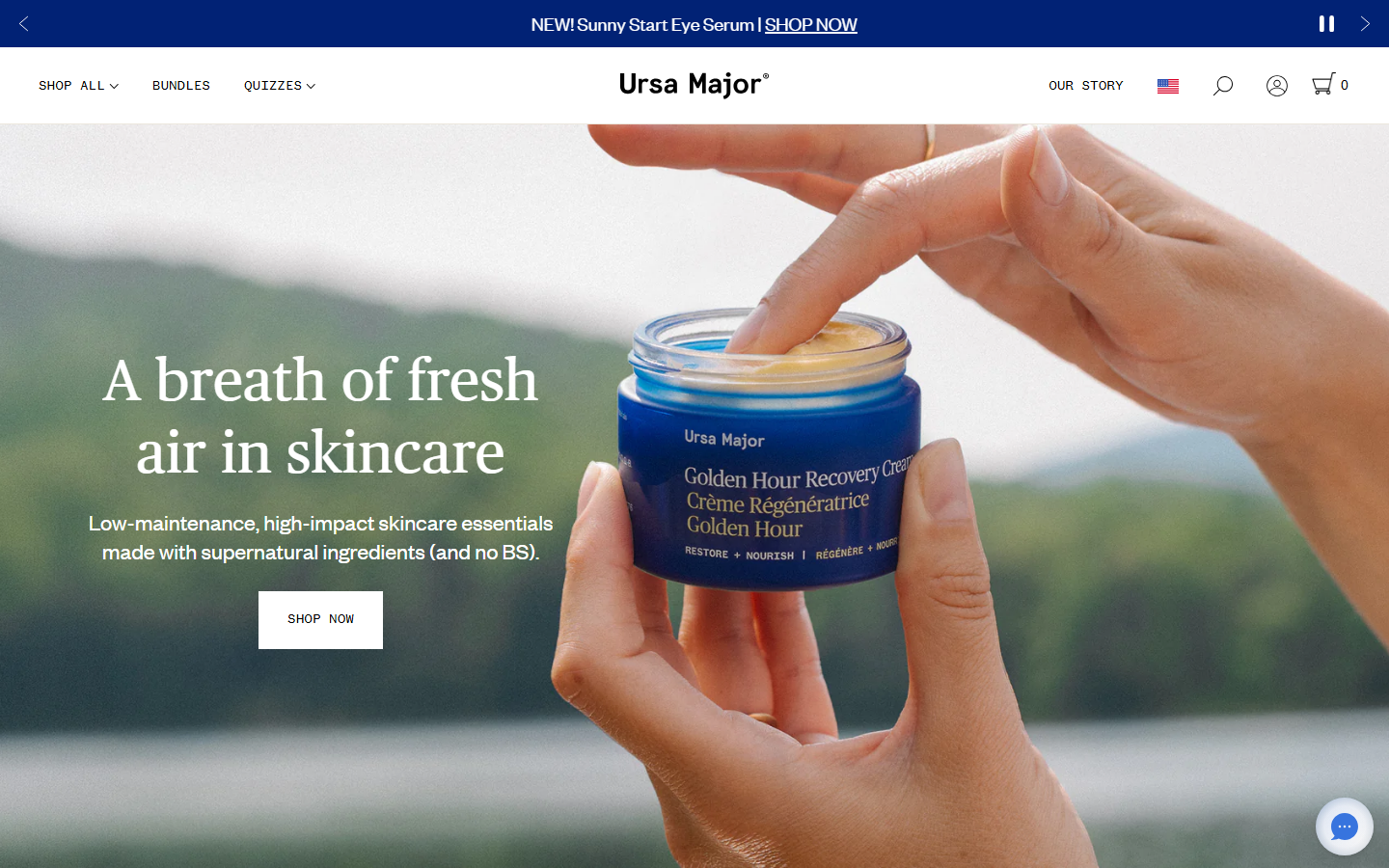 Ursa Major Skincare homepage