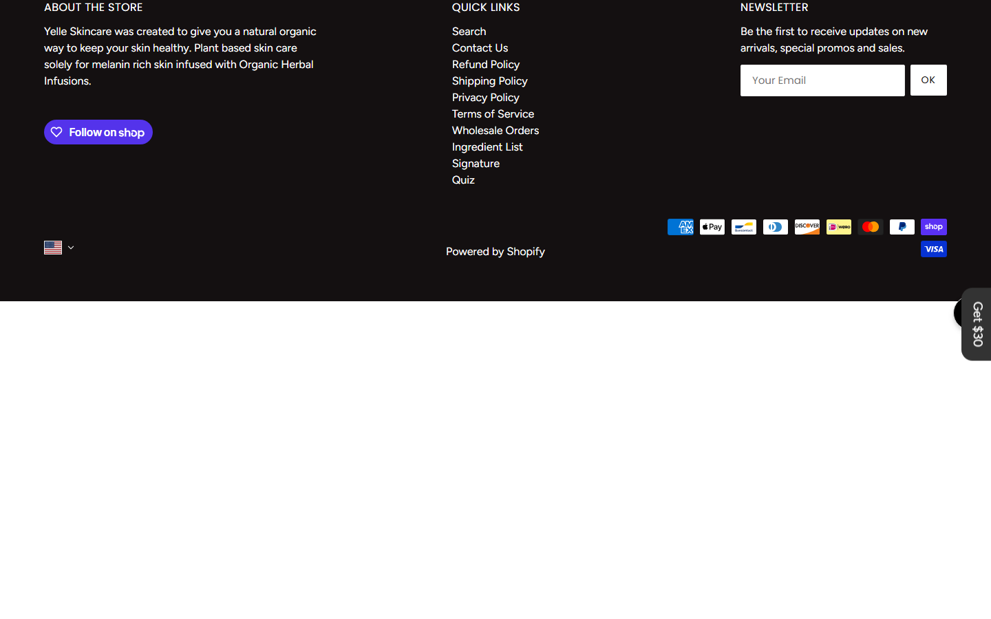 YELLE Skincare homepage
